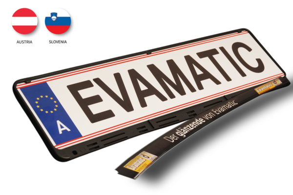Držiak evidenčného čísla s potlačou a vymeniteľnou reklamnou lištou